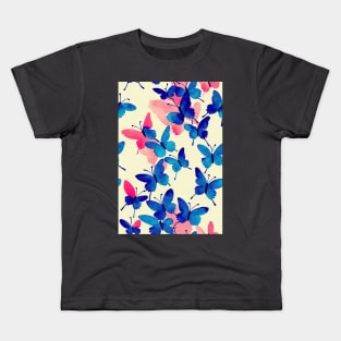 Elegant Butterfly Repeat: Blue and Pink Watercolor Kids T-Shirt